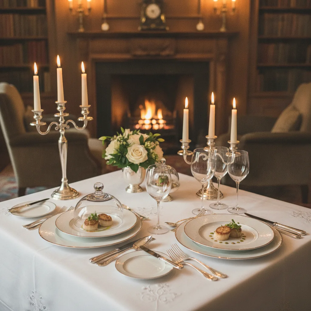 real photo of beautifully plated fine dining table